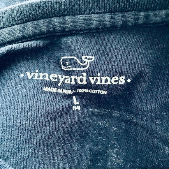 Vineyard Vines Happy Holidays Santa Whale Navy Blue Long Sleeved Tee Large 14 - Picture 2 of 8